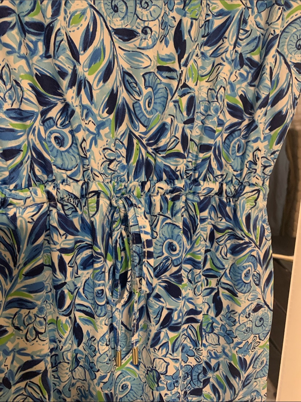 Blue Floral Sleeveless Polo Dress with White Collar - Picture 3 of 6